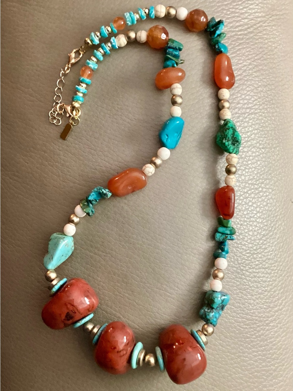 Artisan Crafted Turquoise & Stone Bead Statement Necklace